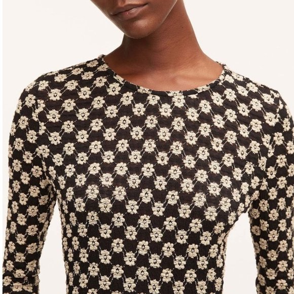 Rebecca Taylor | Black & Cream Floral Lace-Detail Peplum Top - Picture 2 of 6